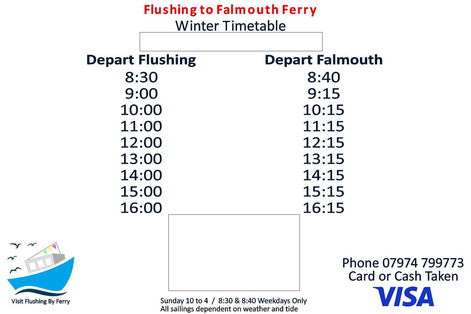 Ferry Winter Timetable